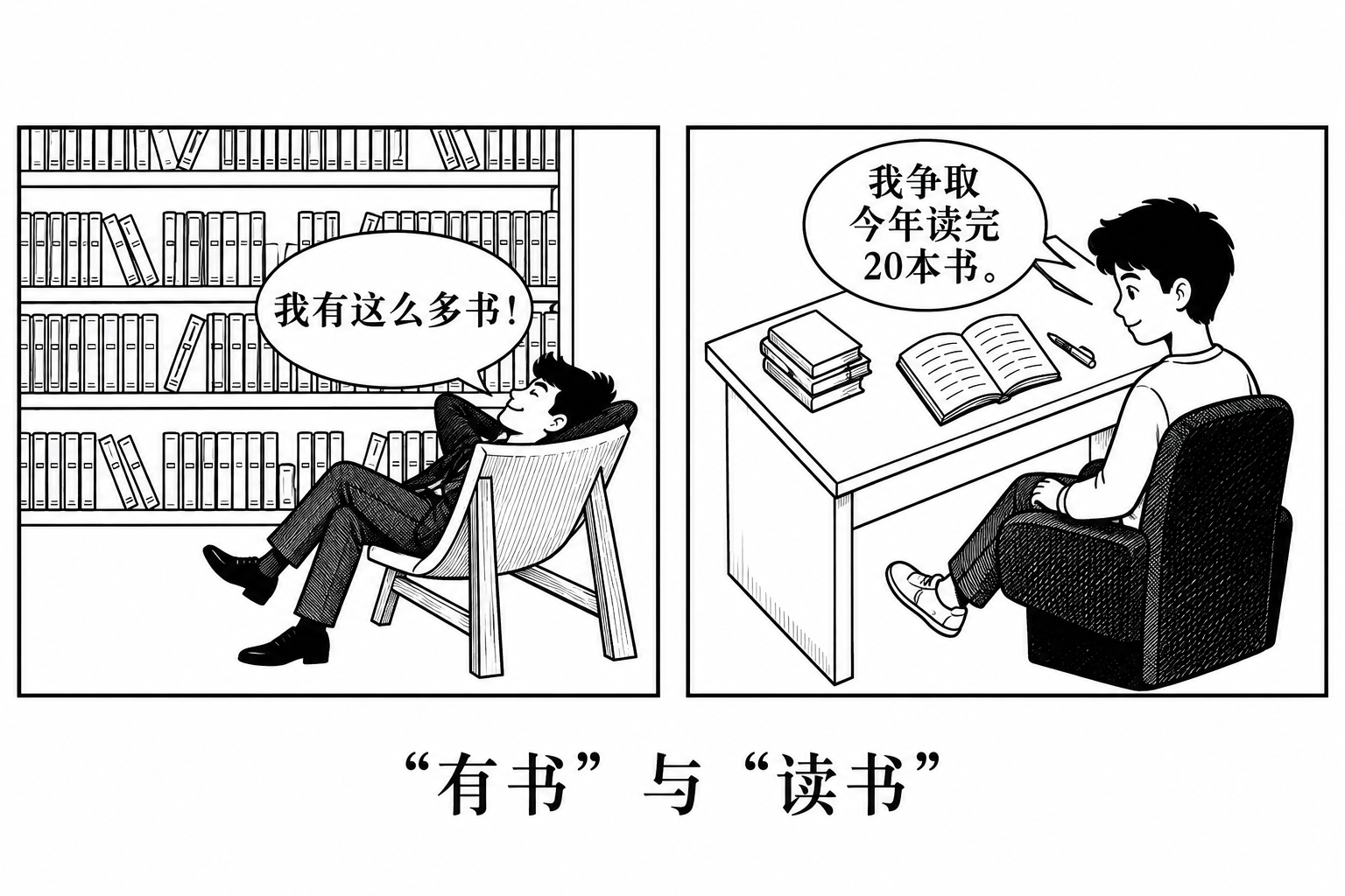 上面的两幅图片展示了对待书籍的两种不同态度。